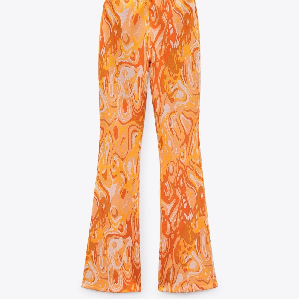 ZARA FLARED JACQUARD PANTS